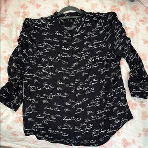 WHBM Black Script Print Women's Top